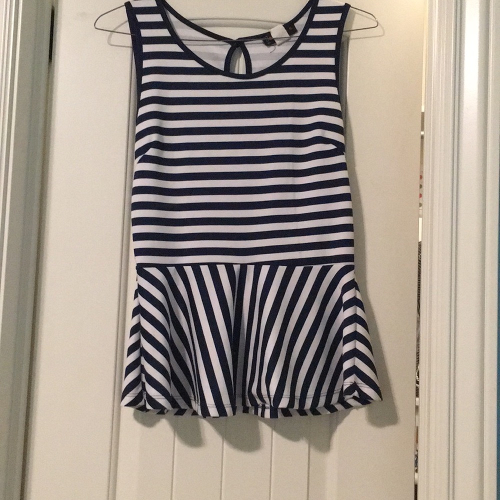 Dark blue and white striped blouse